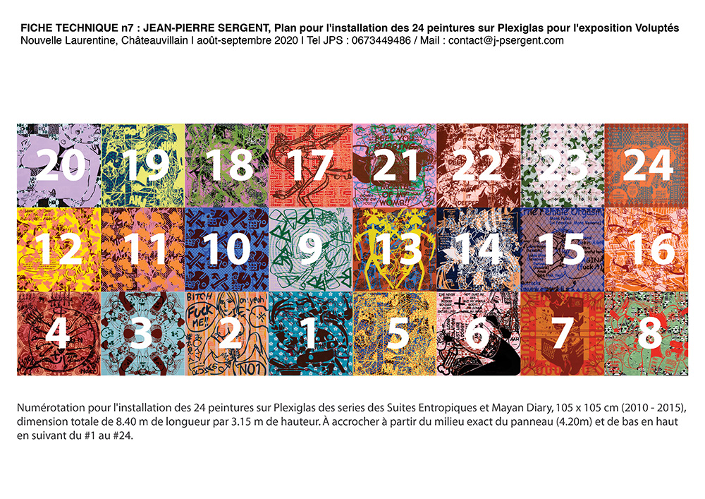 Jean-Pierre Sergent, schéma n7 pour l'installation exposition voluptés, Châteauvillain, France, 2 août 2020 / 27 septembre 2020