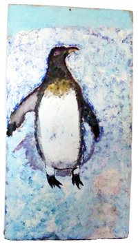 Pingouin, gouache sur contre-palqué