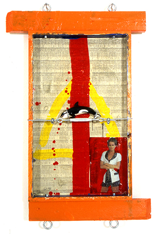 1, Jean-Pierre Sergent,  "Painting-Sculptures" # 1 & 2, peinture acrylique sur bois et objets collés, 1993, 96 x 60 x 7 cm