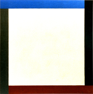 Jean-Pierre Sergent, "Abstraction carrée #2", huile et plâtre sur panneau 1987, 1,30 x 1,30 m
