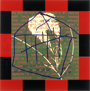 Jean-Pierre Sergent, “L’homme emprisonné”, 1,40 x 1,40 m, 1999, aqurylique sur Plexiglas