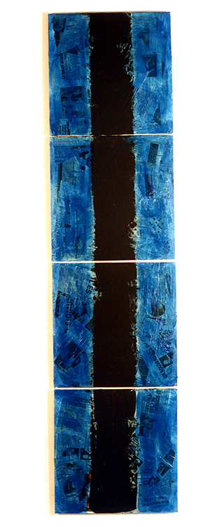 Jean-Pierre Serent, "Les colonnes, acrylic sur Isorel, 1992, 2,50 x 0,50 m  