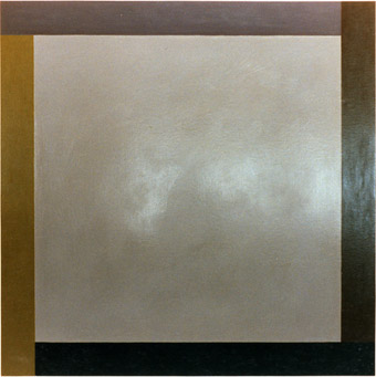 jean-pierre sergent, - Le centre et l'autour Peinture à l'huile et plâtre & sciure sur panneau de bois, 1987, 1.30 x 1.30 x 0.07 m