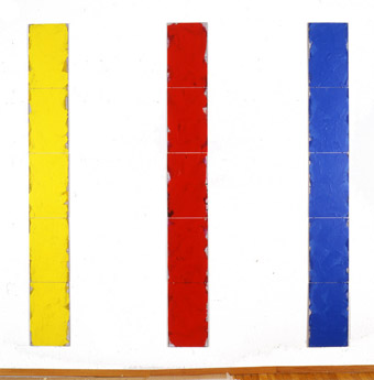 - The Columns, triptyque, peinture acrylique, journaux & fibre de verre sur Plexiglas, 1992, 2.79 x 2.24 m