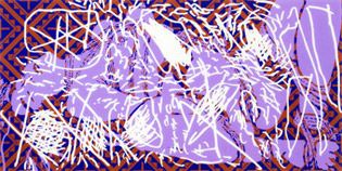 Jean-pierre Sergent, Gribouillis, B-ndage et Géométrie Sacrée, encre sérigraphiée sur Plexiglas, 2008, 1.50 x 3 m x 8 mm
