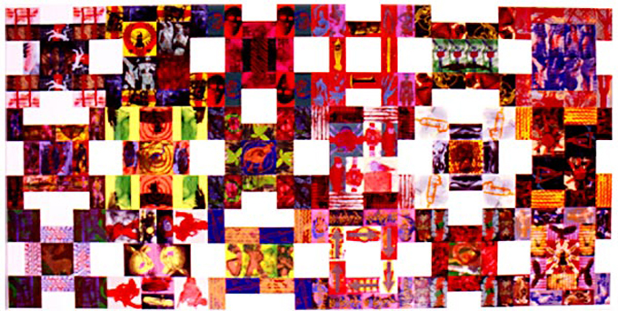 Jean-Pierre Sergent, - Wall installation, Brooklyn studio's, assemblage de 18 peintures, acrylique sérigraphiée sur Plexiglas, 1994, 3.15 x 6.30 m