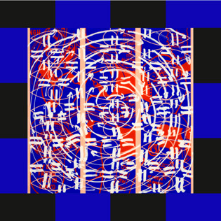 Jean-Pierre Sergent, Suites entropiques, polyptyque, acrylique sérigraphiée sur Plexiglas, 2012, 1.40 x 1.40 m