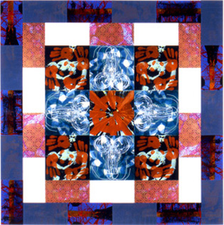 Jean-Pierre Sergent, Painting on Plexiglas, assemblage de 9 morceaux de 35 x 35 cm & 32 morceaux de 35 x 17,5 cm, acrylique sérigraphiée sur Plexiglas, 1995, 1.75 x 1,75 m