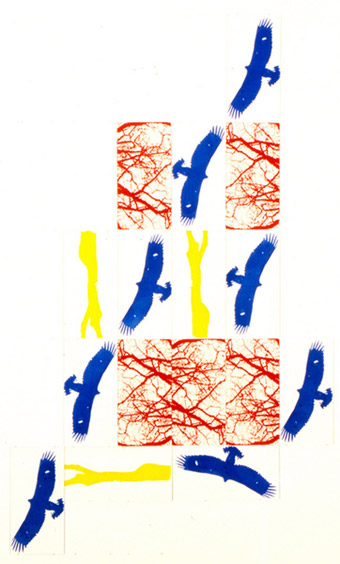 Jean-Pierre Sergent, Wall installation, Montréal, assemblage de 16 peintures, acrylique sérigraphiée sur Plexiglas, 1992, 1.75 x 1.05 m